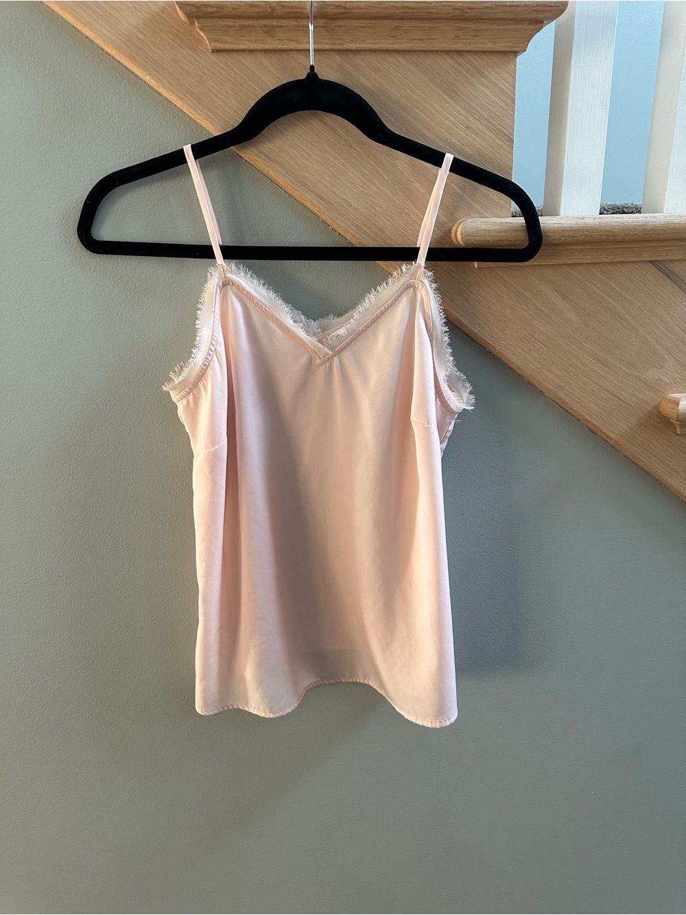 Light Pink Lace-Trim Satin Tank Top - Women